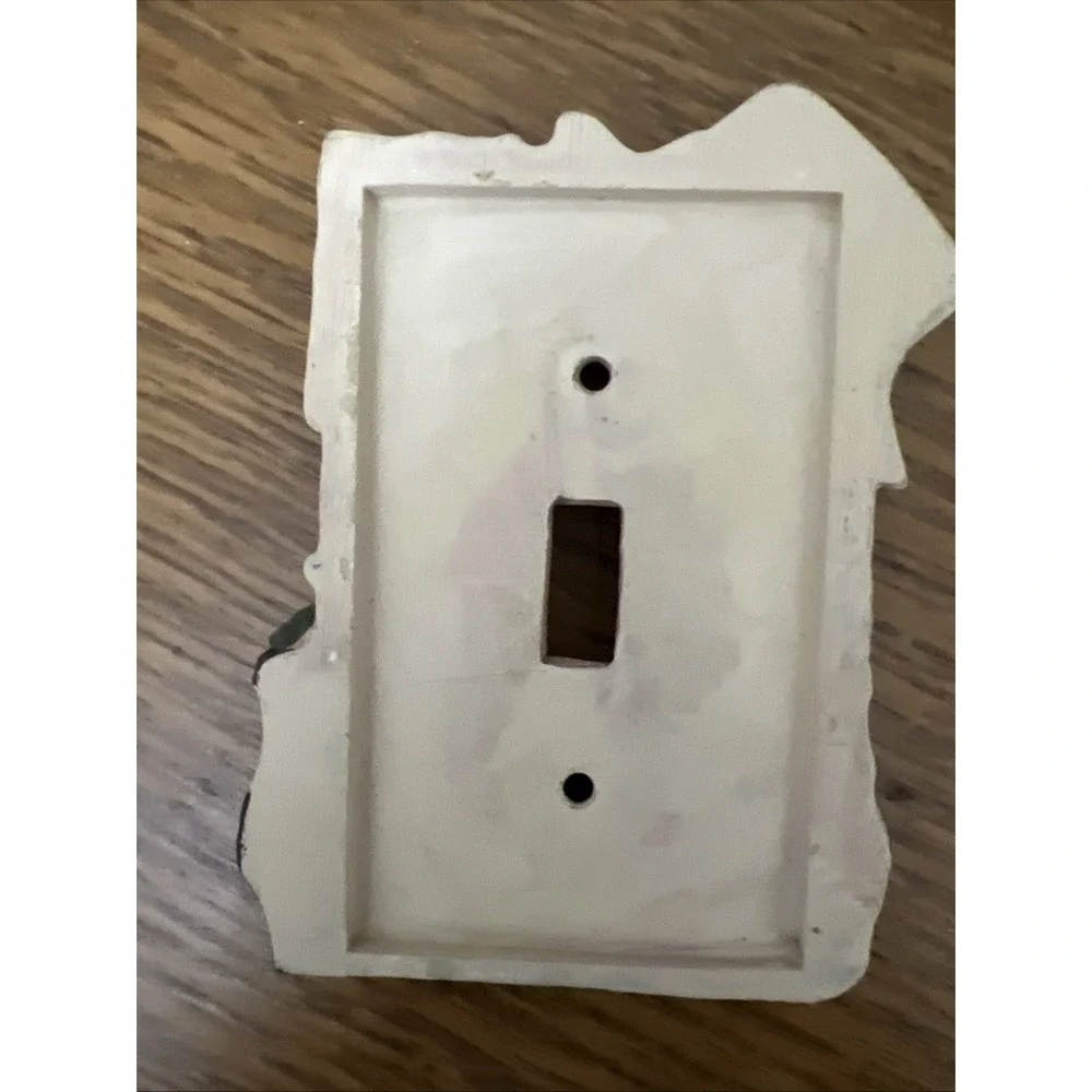 Vintage Figi Graphics Handpainted Pink Ceramic Single Toggle Wall Plate